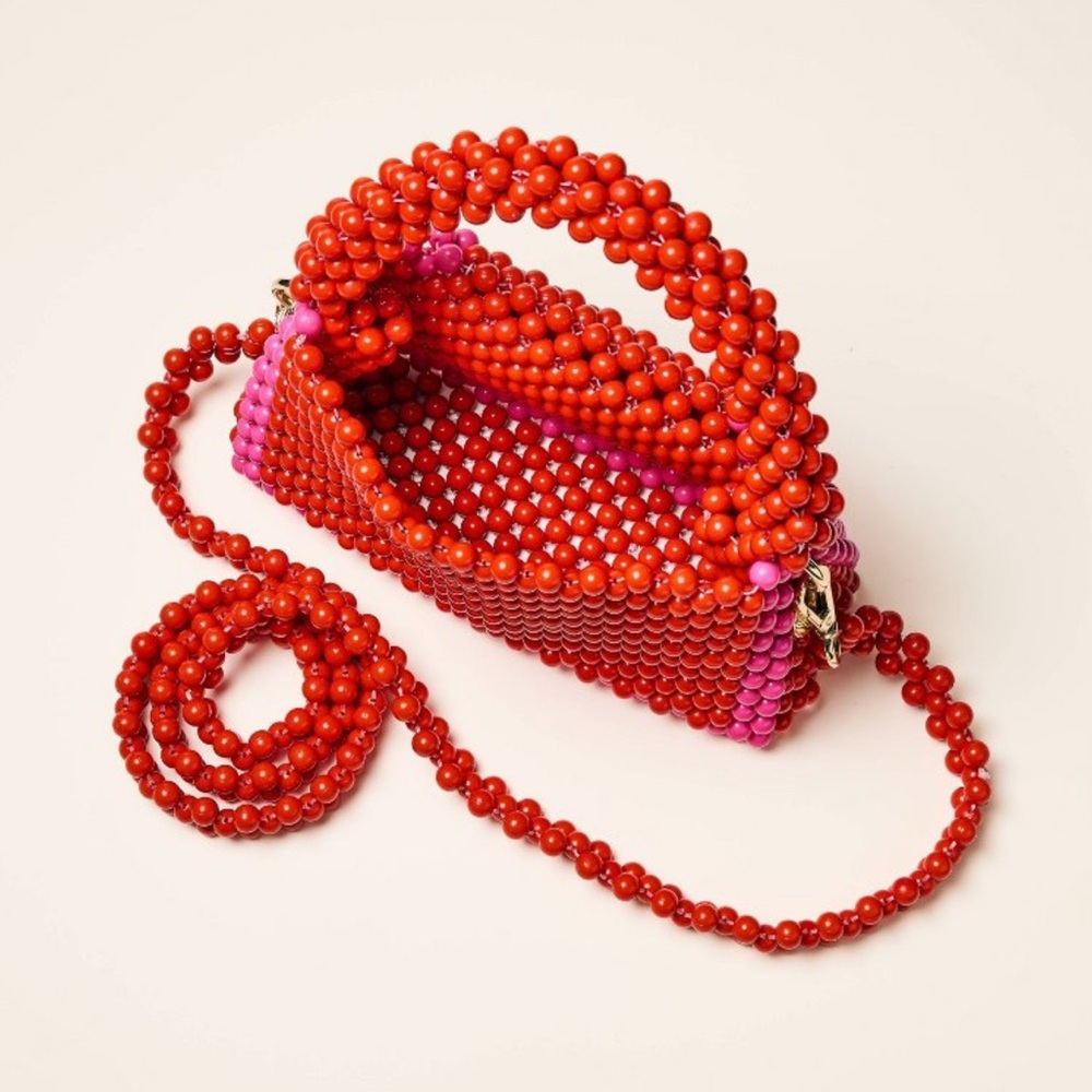 Kate Spade x Target NWT Pink and Red Colorblock Beaded Crossbody Bag - Picture 3 of 10